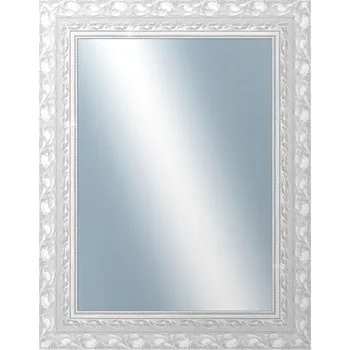 Zrcadlo DANTIK - Zarámované zrcadlo - rozměr s rámem cca 70x90 cm z lišty ROKOKO stříbrná házená (2881)