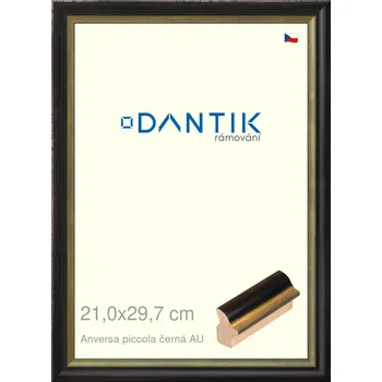 Rám na obraz DANTIK rámeček 21x29,7 | ANIVERSA piccola černá AU (Sklo Čiré) (Vyrobeno s láskou u nás v DANTIKU)