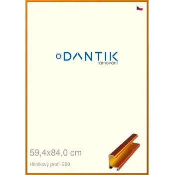 Rám na obraz DANTIK rámeček 59,4x84 | ALU profil 7269 Oranžová Citrin broušená (Plexi Čiré) (Vyrobeno s láskou u nás v DANTIKU)