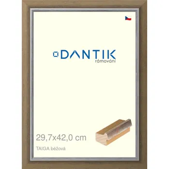 Rám na obraz DANTIK rámeček 29,7x42 | TAIGA béžová (Plexi Čiré) (Vyrobeno s láskou u nás v DANTIKU)