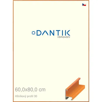 Rám na obraz DANTIK rámeček 60x80 | ALU profil 6030 Dýha barevná oranžová (Plexi Čiré) (Vyrobeno s láskou u nás v DANTIKU)