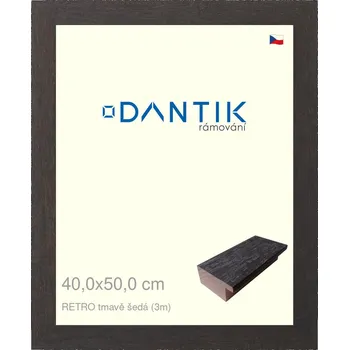 Rám na obraz DANTIK rámeček 40x50 | RETRO tmavě šedá (Plexi Čiré) (Vyrobeno s láskou u nás v DANTIKU)