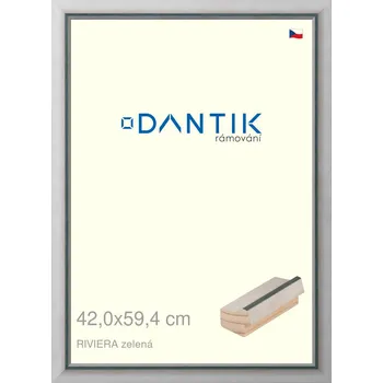 Rám na obraz DANTIK rámeček 42x59,4 | RIVIERA zelená (Plexi Čiré) (Vyrobeno s láskou u nás v DANTIKU)