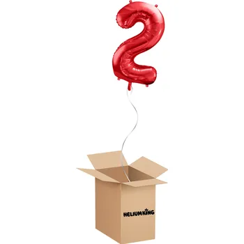 Party dekorace HeliumKing Balónový box - Narodeninové číslo 2 červený 86 cm