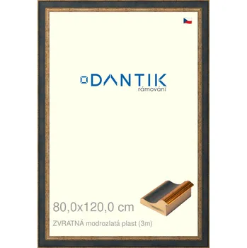 Rám na obraz DANTIK rámeček 80x120 | ZVRATNÁ modrozlatá plast (Plexi Čiré) (Vyrobeno s láskou u nás v DANTIKU)