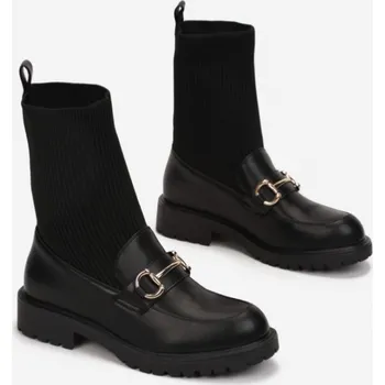 Dámské kozačky Dámské nízké kozačky v černé barvě 9122, VELIKOST 38