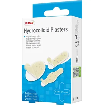Náplast Dr. Max Hydrocolloid Plasters 3 velikosti náplasti na puchýře 6 ks