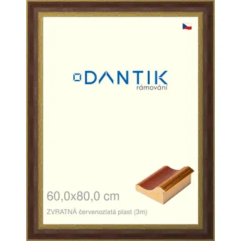 Rám na obraz DANTIK rámeček 60x80 | ZVRATNÁ červenozlatá plast (Plexi Čiré) (Vyrobeno s láskou u nás v DANTIKU)