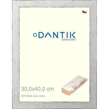 Rám na obraz DANTIK rámeček 30x40 | ATHINA Bílá (Plexi Čiré) (Vyrobeno s láskou u nás v DANTIKU)