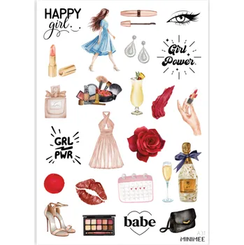 Dětské zboží MINIMEE Papírové samolepky v aršíku A5 Girl Power