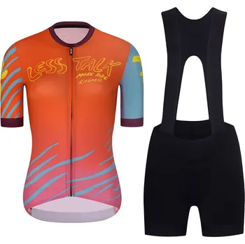 cyklistický dres RIVANELLE Cyklistický krátký dres a krátké kalhoty - LESS TALK - černá/červená/vícebarevná