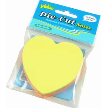 Samolepící bloček Lepicí blok SRDCE 100l neon mix