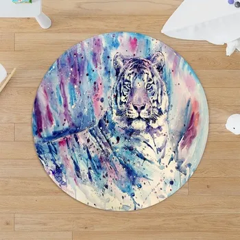 Koberec Kulatý koberec proti skluzu se zvířecím vzorem - 6,Rozměr 140 cm x 140 cm