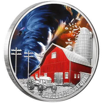 Exkluzivní stříbrná mince 2 Oz Tornado (Forces of Nature) 2024 Color Ultra High Relief PROOF