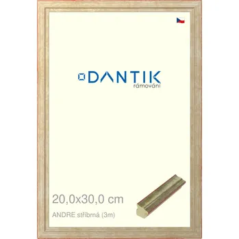 Rám na obraz DANTIK rámeček 20x30 | ANDRE stříbrná (Sklo Čiré) (Vyrobeno s láskou u nás v DANTIKU)