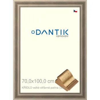 Rám na obraz DANTIK rámeček 70x100 | KŘÍDLO velké stříbrné patina (Plexi Čiré) (Vyrobeno s láskou u nás v DANTIKU)