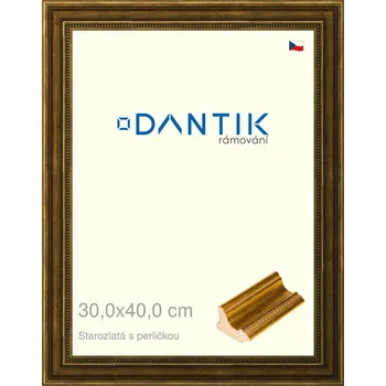 Rám na obraz DANTIK rámeček 30x40 | Starozlatá s perličkou (Plexi Čiré) (Vyrobeno s láskou u nás v DANTIKU)