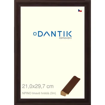 Rám na obraz DANTIK rámeček 21x29,7 | NPINO tmavě hnědá (Sklo Čiré) (Vyrobeno s láskou u nás v DANTIKU)