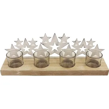 Vánoční svícen DEKORAČNÍ SVÍCEN NA 4 SVÍČKY HVĚZDY BÍLÉ 11,5 cm