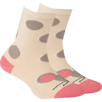 Dívčí ponožky se vzorem WOLA MYŠKA,PUNTÍKY krémové Velikost: 24-26