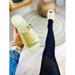 Dámské otevřené papuče krémové model 101 velký květ, VELIKOST 35