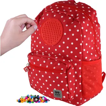 Dětský batoh PIXIE CREW dětský batůžek, červená látka s bílými puntíky, malý panel