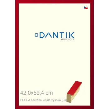 Rám na obraz DANTIK rámeček 42x59,4 | PERLA červená lesklá vysoká (Plexi Čiré) (Vyrobeno s láskou u nás v DANTIKU)