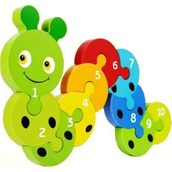 Puzzle WOODEN TOYS SKLÁDAČKA DLE ČÍSEL HOUSENKA