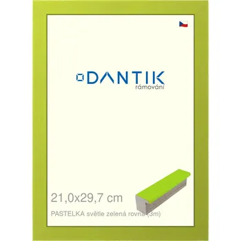 Rám na obraz DANTIK rámeček 21x29,7 | PASTELKA světlezelená rovná (Sklo Čiré) (Vyrobeno s láskou u nás v DANTIKU)