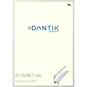 Rám na obraz DANTIK rámeček 21x29,7 | ALU profil 7273 Bílá matná (Sklo Čiré) (Vyrobeno s láskou u nás v DANTIKU)