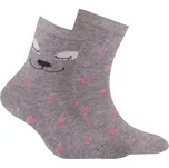 Dívčí ponožky se vzorem WOLA MÉĎA, PUNTÍČKY šedé Velikost: 21-23
