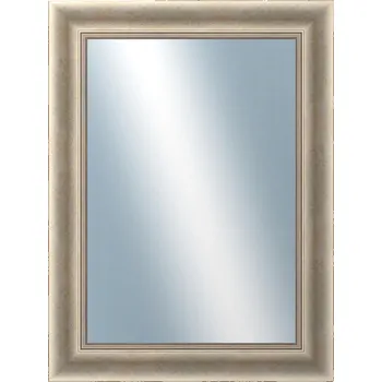 Zrcadlo DANTIK - Zarámované zrcadlo - rozměr s rámem cca 60x80 cm z lišty KŘÍDLO velké stříbrné patina (2773)
