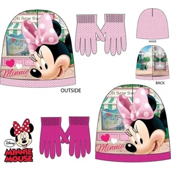 Čepice Sun City ZIMNÍ SOUPRAVA ČEPICE A RUKAVICE MINNIE MOUSE světle růžová Velikost: 54