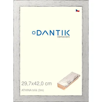 Rám na obraz DANTIK rámeček 29,7x42 | ATHINA Bílá (Plexi Čiré) (Vyrobeno s láskou u nás v DANTIKU)