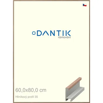 Rám na obraz DANTIK rámeček 60x80 | ALU profil 6035 Dýha ořech raw (Plexi Čiré) (Vyrobeno s láskou u nás v DANTIKU)