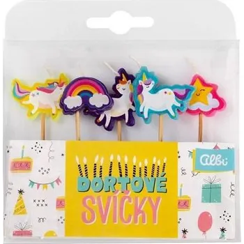 Dortová svíčka ALBI Sada dortových svíček - Jednorožci