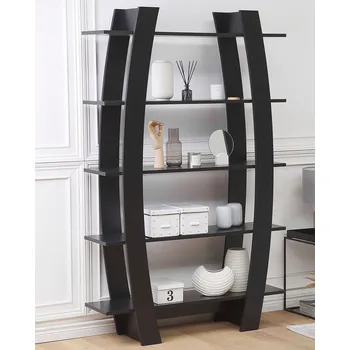 Knihovna Knihovna regál černá dřevěná 5 polic moderní vzhled, do obývacího pokoje nábytek Beliani