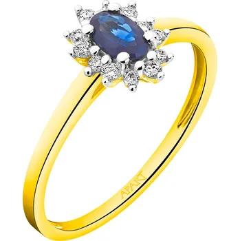 Prsten Zlatý prsten s brilianty a safírem - ryzost 585 - 103.804