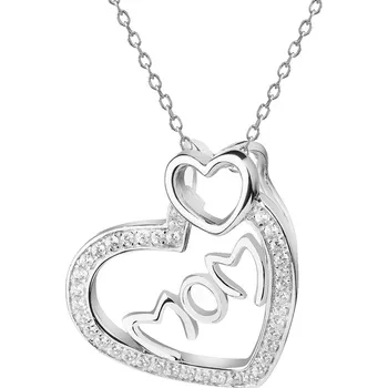 Přívěsek Stříbrný přívěsek se zirkony - srdce, máma - AP536-2339