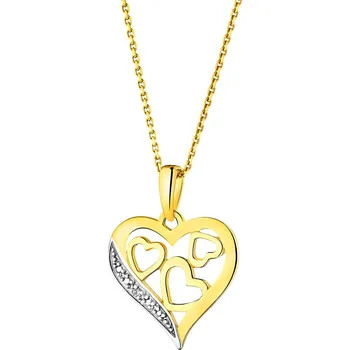 Přívěsek Zlatý přívěsek s diamantem - srdce - 0,002 ct - ryzost 585 - 101.215