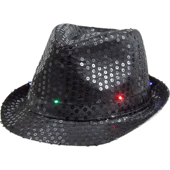 Karnevalový kostým Blikající flitrový klobouk - Černý