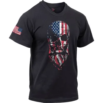 Triko motiv USA vousatá lebka ČERNÉ XXL - Není skladem