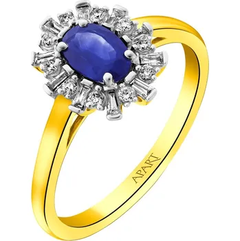 Prsten Zlatý prsten s diamanty a safírem - ryzost 585 - 172.133