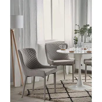 Jídelní židle Sada 2 židlí světle šedých s luxusním vzhledem. Elegantní / moderní design Beliani