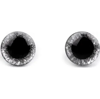 Oči glitrové s pojistkou Ø10 mm, malé, 1 (8) stříbrná
