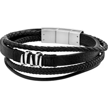 Náramek Náramek z ušlechtilé oceli s kůží - AZ532-6763