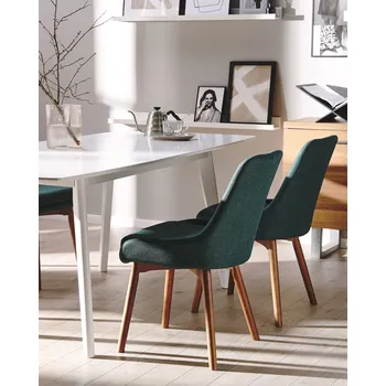 Sada 2 jídelních židlí zelených látkové polyesterové dřevěné nohy polstrovaný sedák Beliani