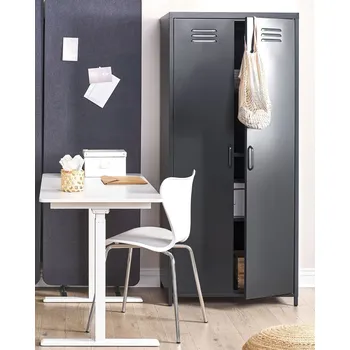 Ložnice Úložná skříň pro domácí kancelář Černá ocel 2 dveře 4 police industriální design pracovna Beliani