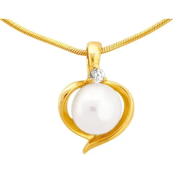 Přívěsek Zlatý přívěsek s perlou a zirkonem - Z-298.02