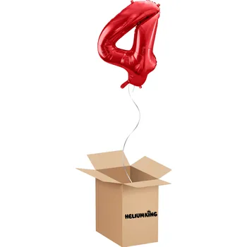 Party dekorace HeliumKing Balónový box - Narodeninové číslo 4 červený 86 cm